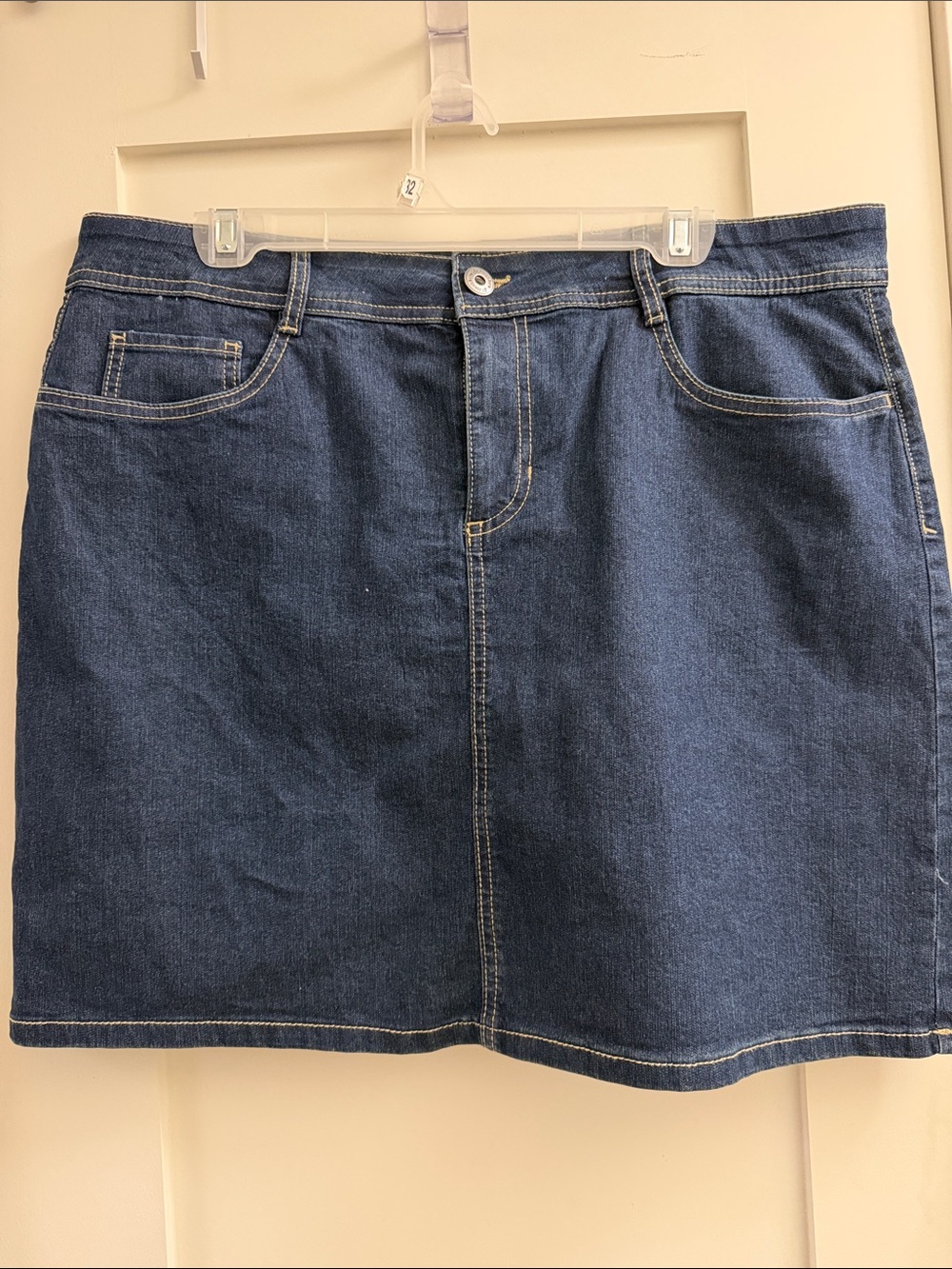 Classic Dark Blue Denim Skirt - Women's Casual A-Line